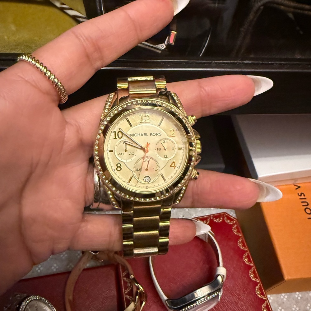 Michael Kors Gold Watch with Crystal Accents - Picture 4 of 4